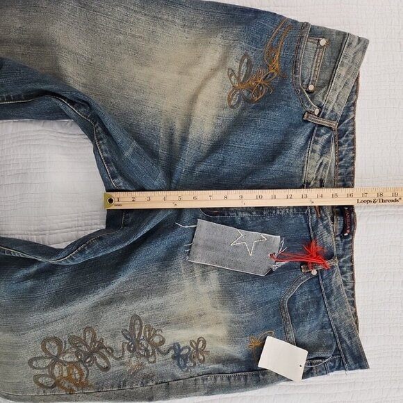 NEW Vanilla Star Jeans Women's 26 (44x32) Straight Leg Floral Embroidery NWT - Picture 6 of 13